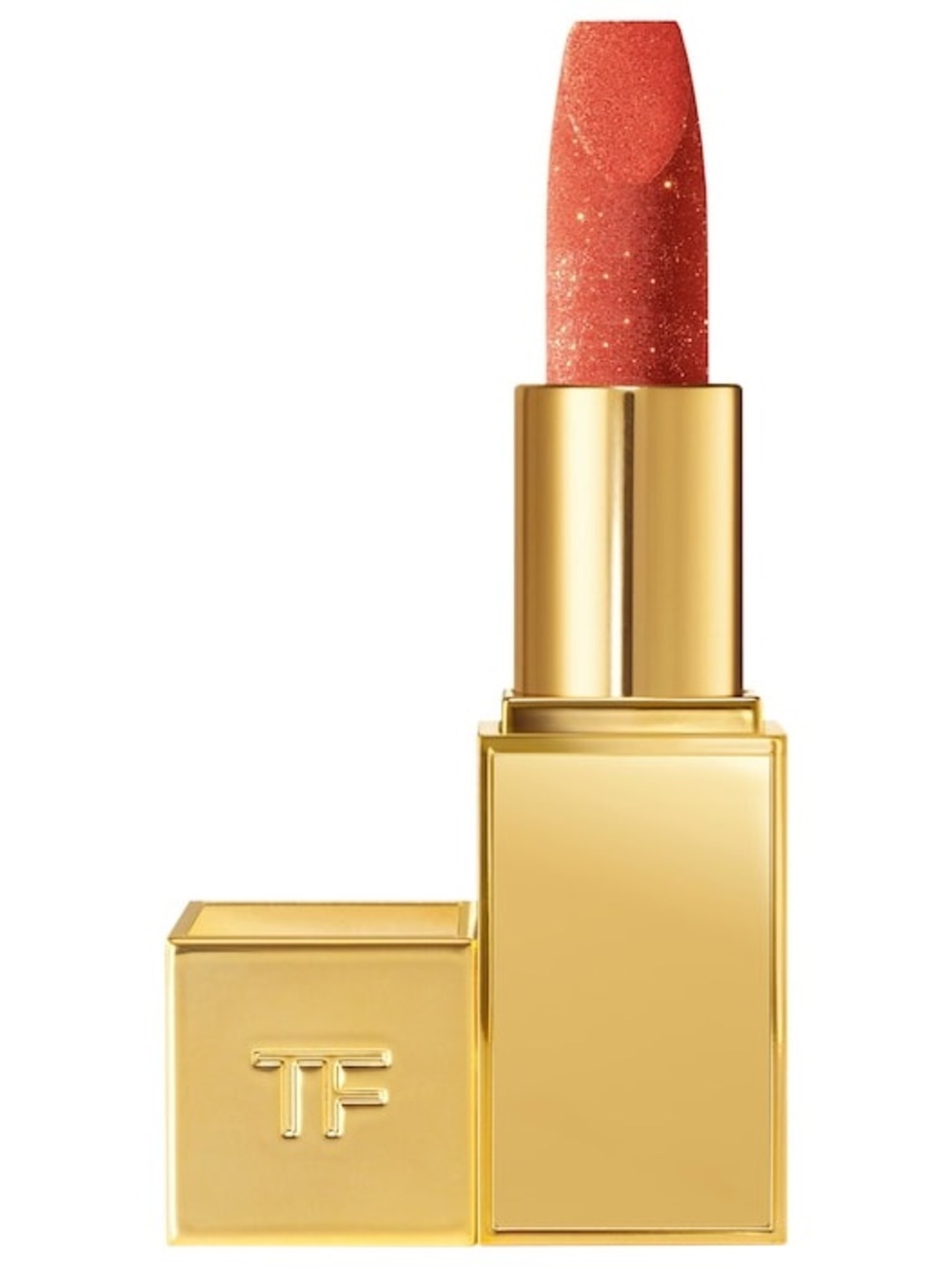 Tom Ford Shimmer Lipstick — Coral Pink with Gold Sparkle